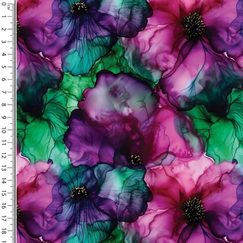 Trikå Blommor 95%bomull 5%elasta150cm 200g/m2