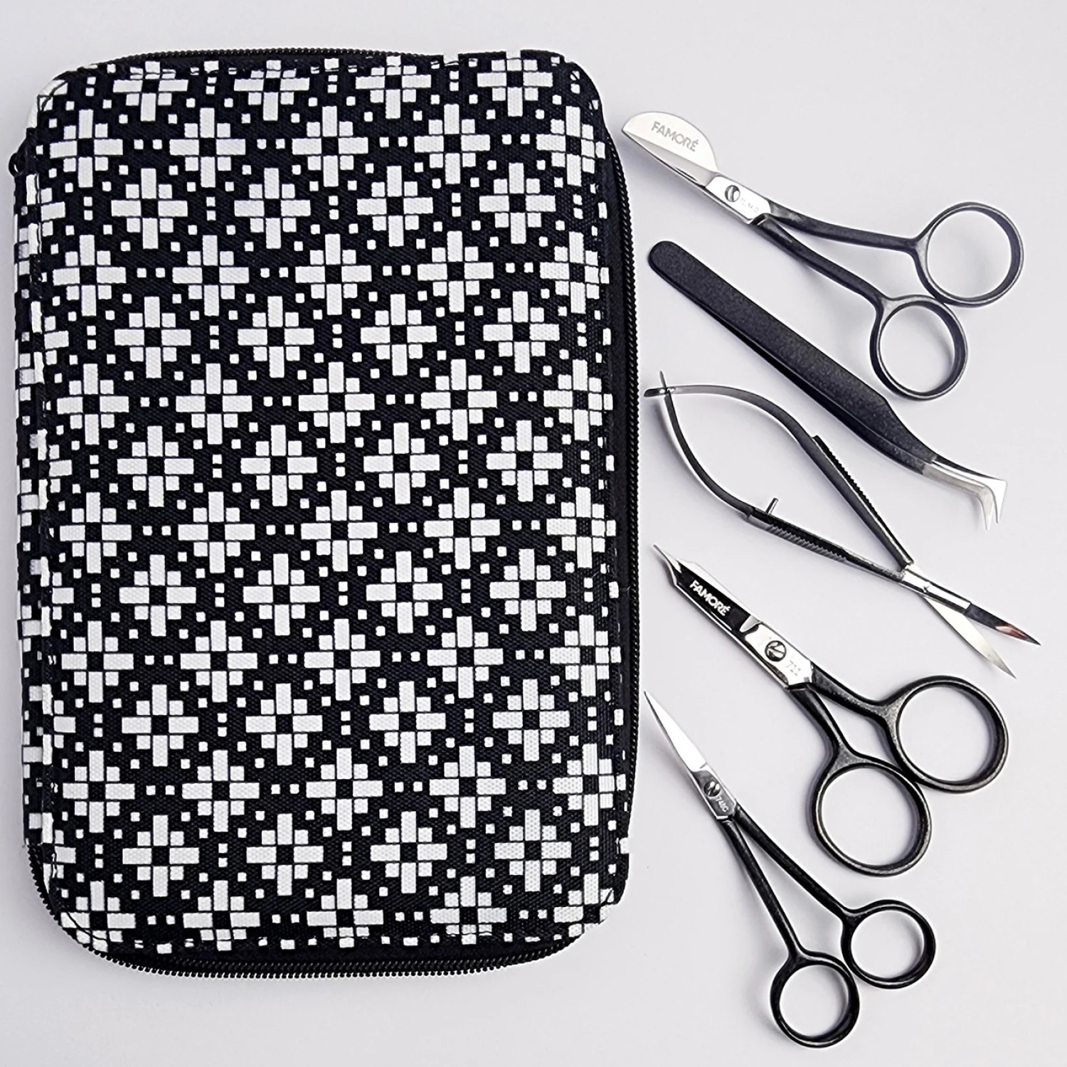 Famoré broderisax-set, 5 verktyg med fodral
