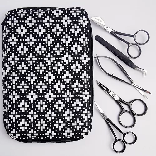 Famoré broderisax-set, 5 saxar med fodral