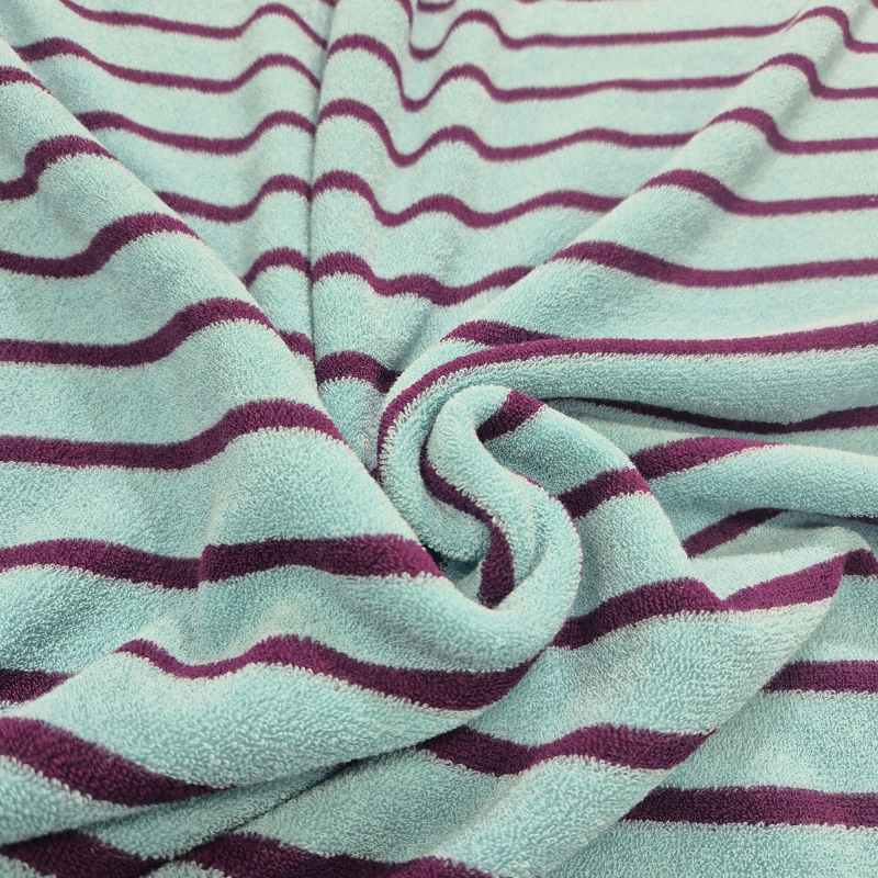 Frottétyg, randigt – Turkos/Lila
