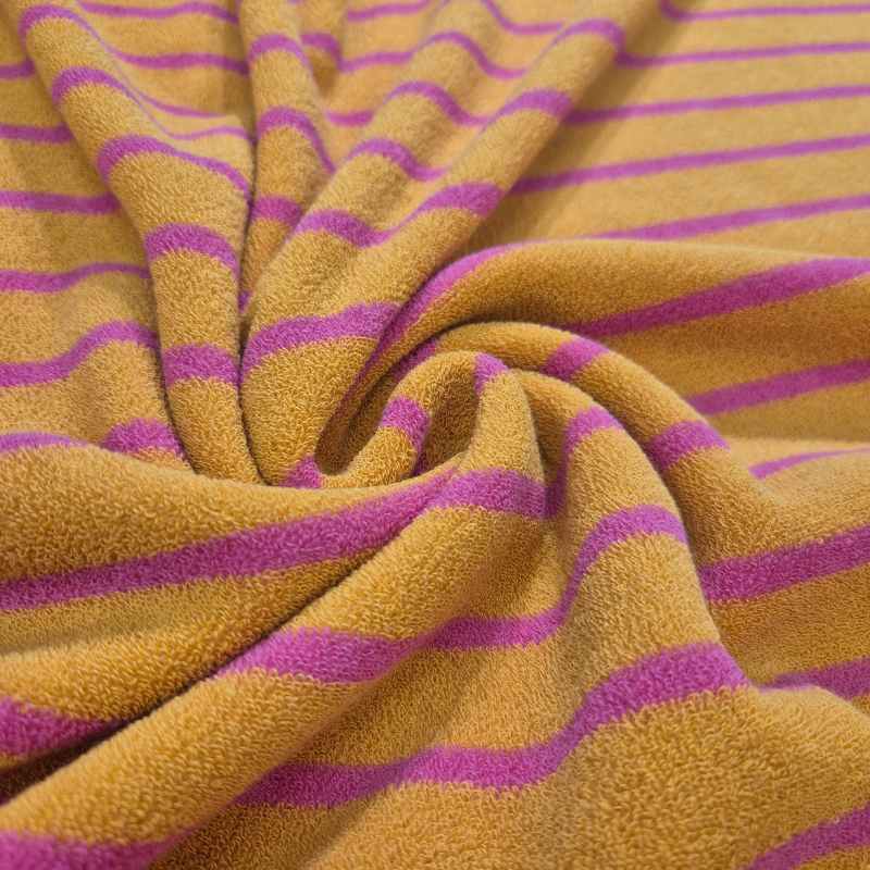 Frottétyg, randigt – Gul/Cerise