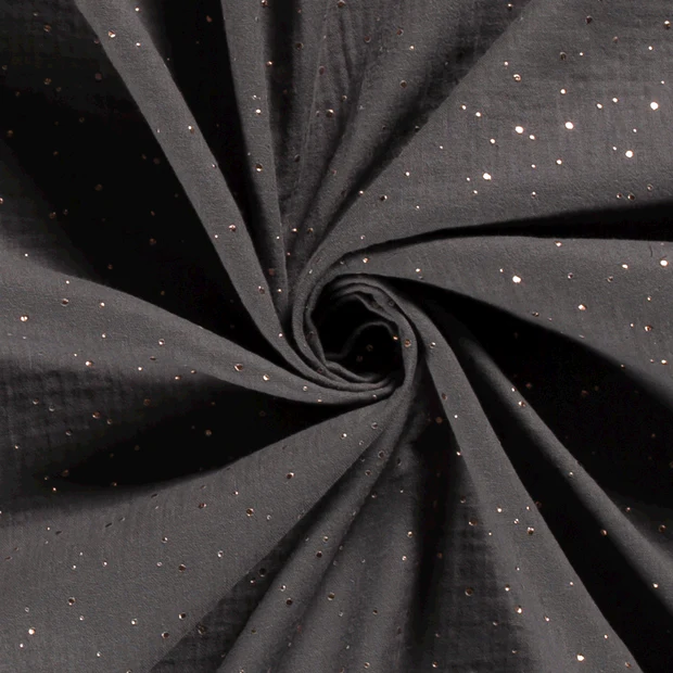 Muslin med guldprickar, mörkgrå
