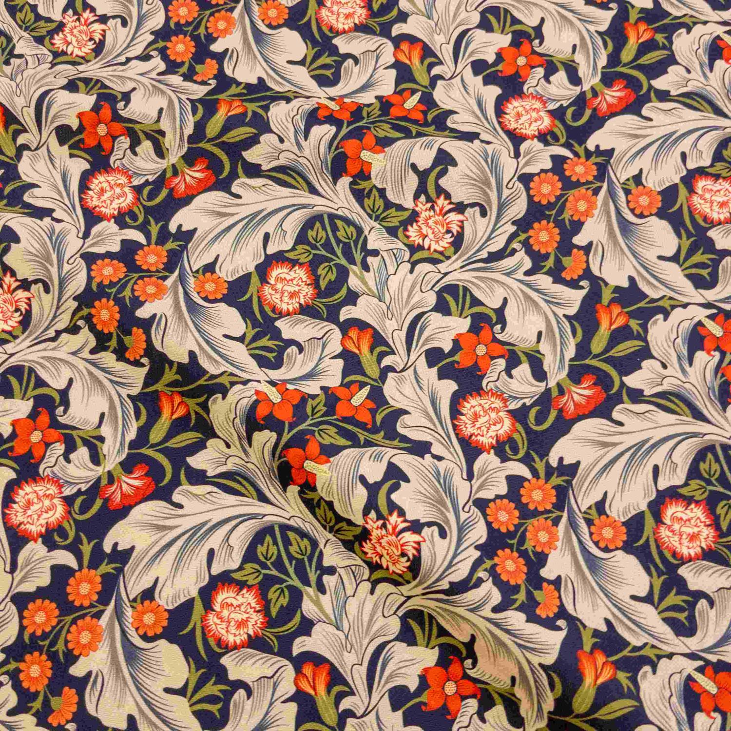 Blomsterornament i klarrött och blått Canvas