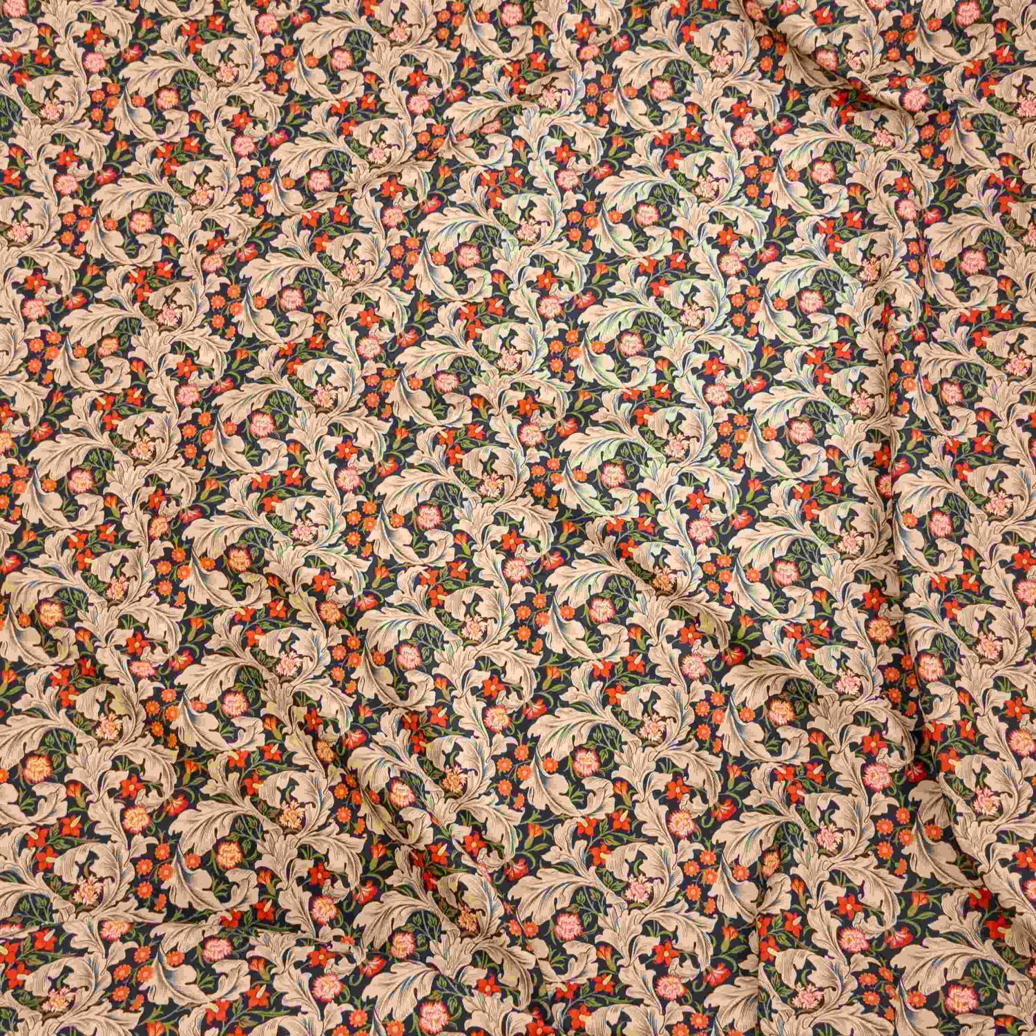 Blomsterornament i klarrött och blått Canvas