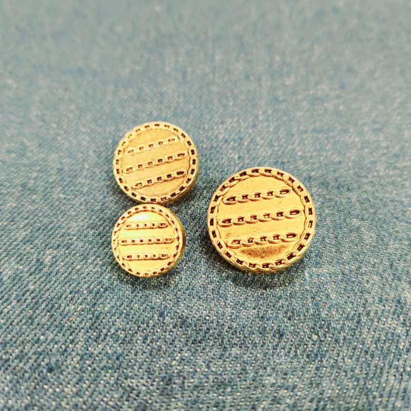 Metallknapp med hals - Mörk guld, Kedjemönster