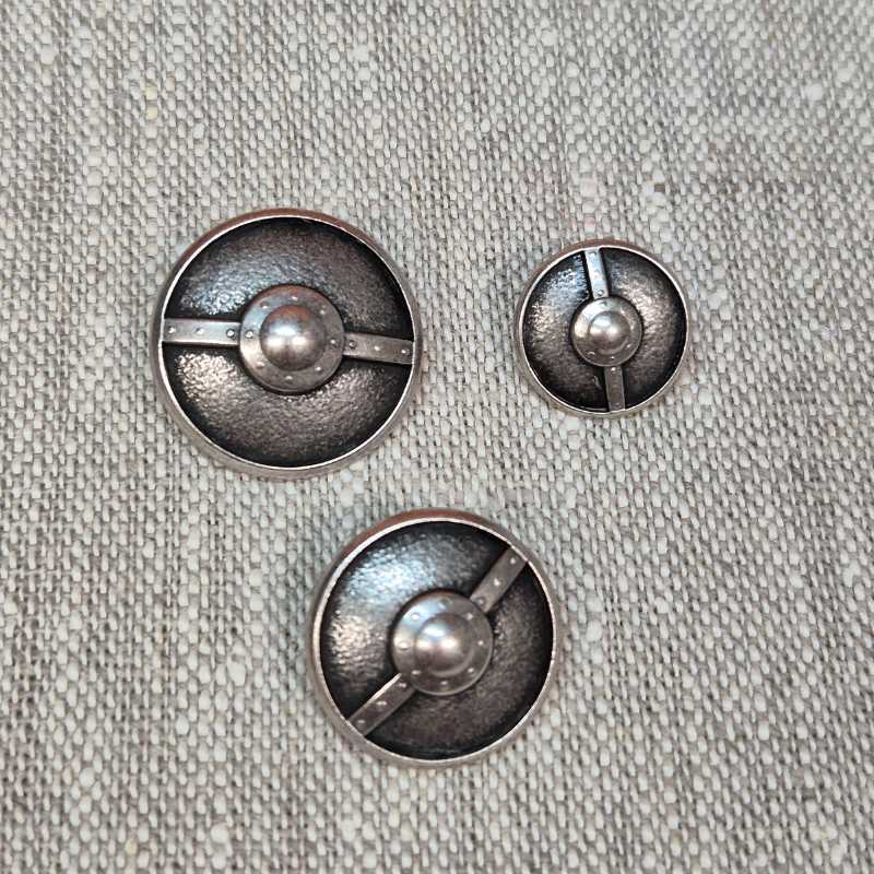 Metallknapp med hals Sköld - Antik silver