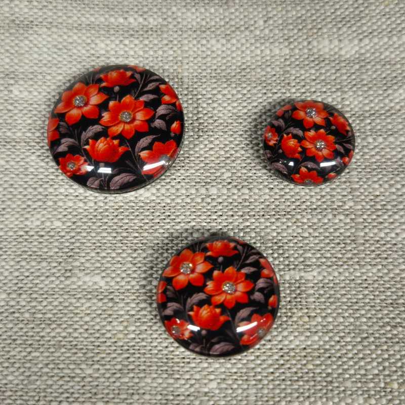 Dekorknapp Blommig Undersydd Orange