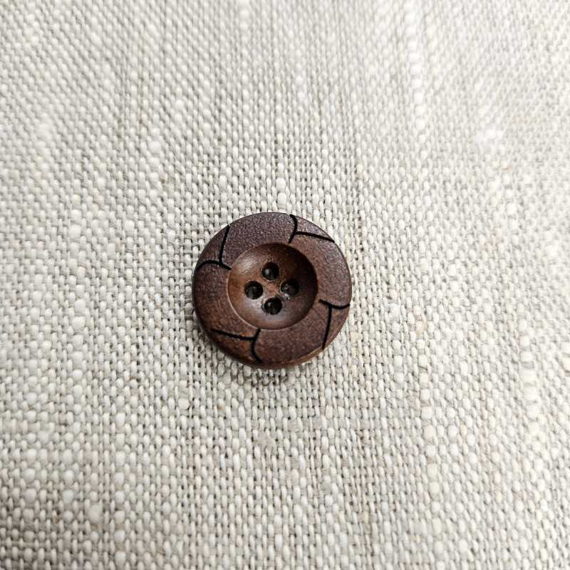 Träknapp 4 hål Mörkt trä 18mm