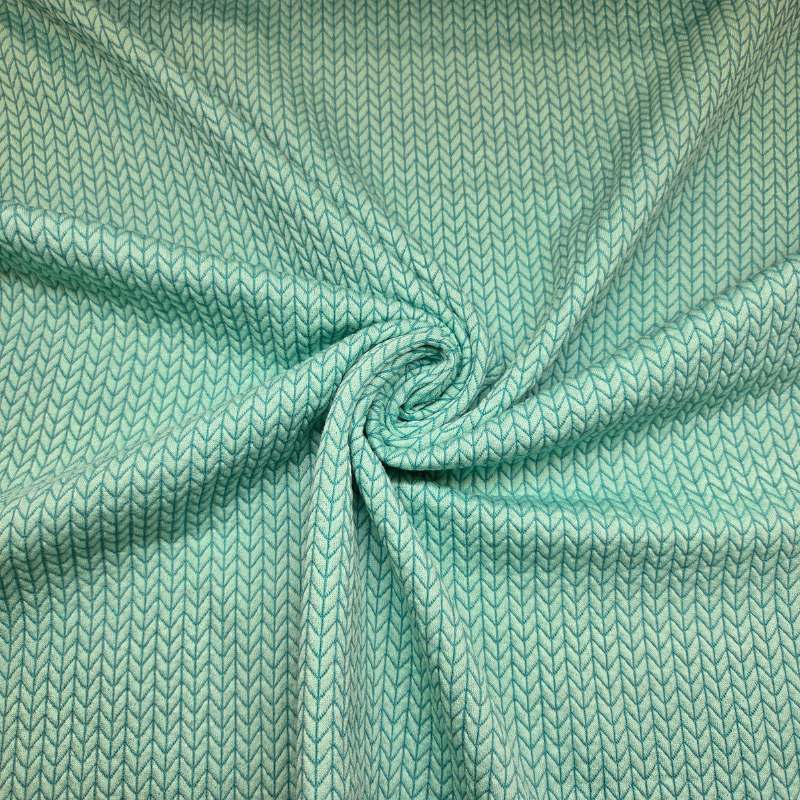 Jacquardjersey med stickutseende, turkos, 135 cm