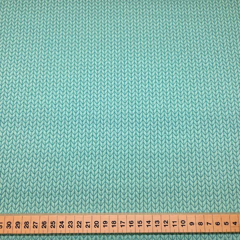 Jacquardjersey med stickutseende, turkos, 135 cm