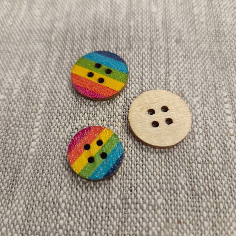 Träknapp 4 hål Rainbow