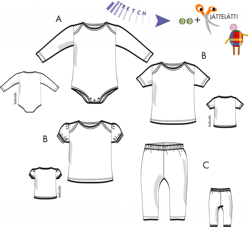 Babyplagg - Body, tröja eller leggings för trikå