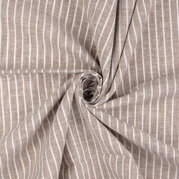 Halvlinne Chambré rand Brun, 160 g/m²