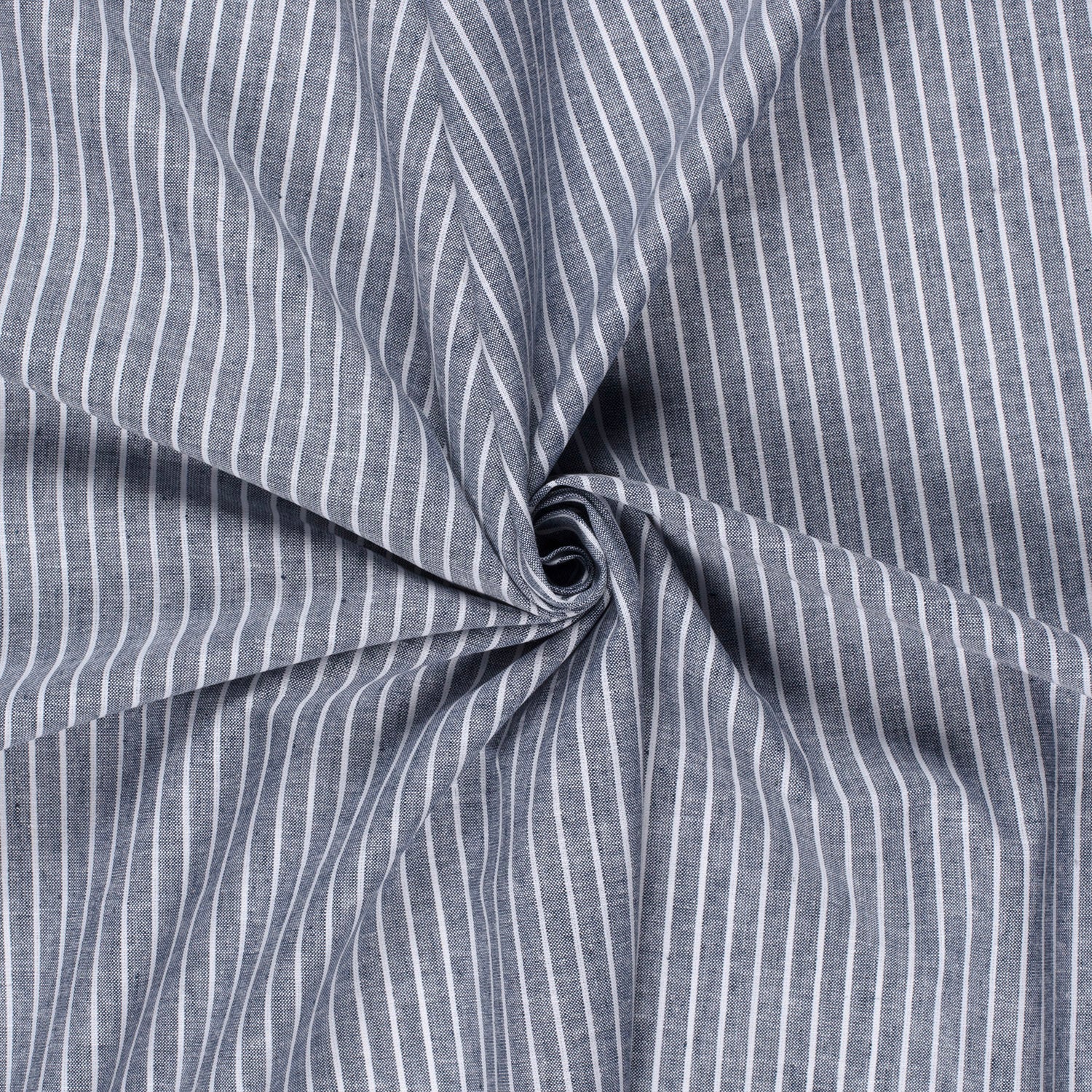 Halvlinne Chambré rand Marinblå, 160 g/m²