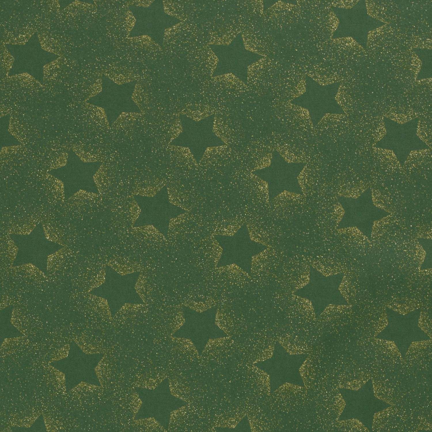 Folierad poplin Stjärnor Grön Guldfolie