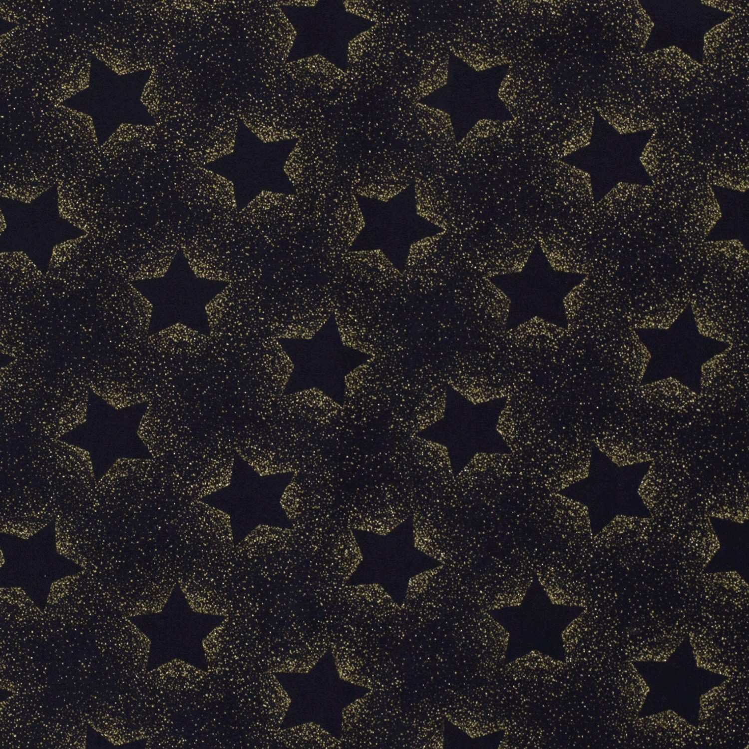 Folierad poplin Stjärnor Marinblå Guldfoile