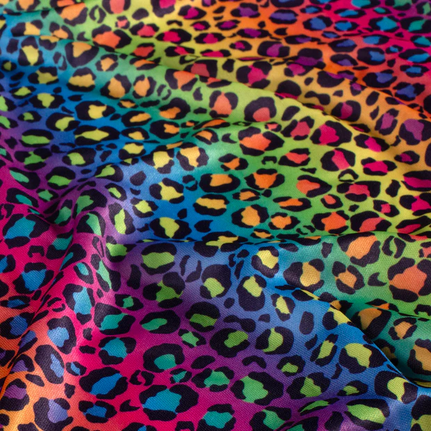 Multifärgat Leopardtyg Polyesterjersey