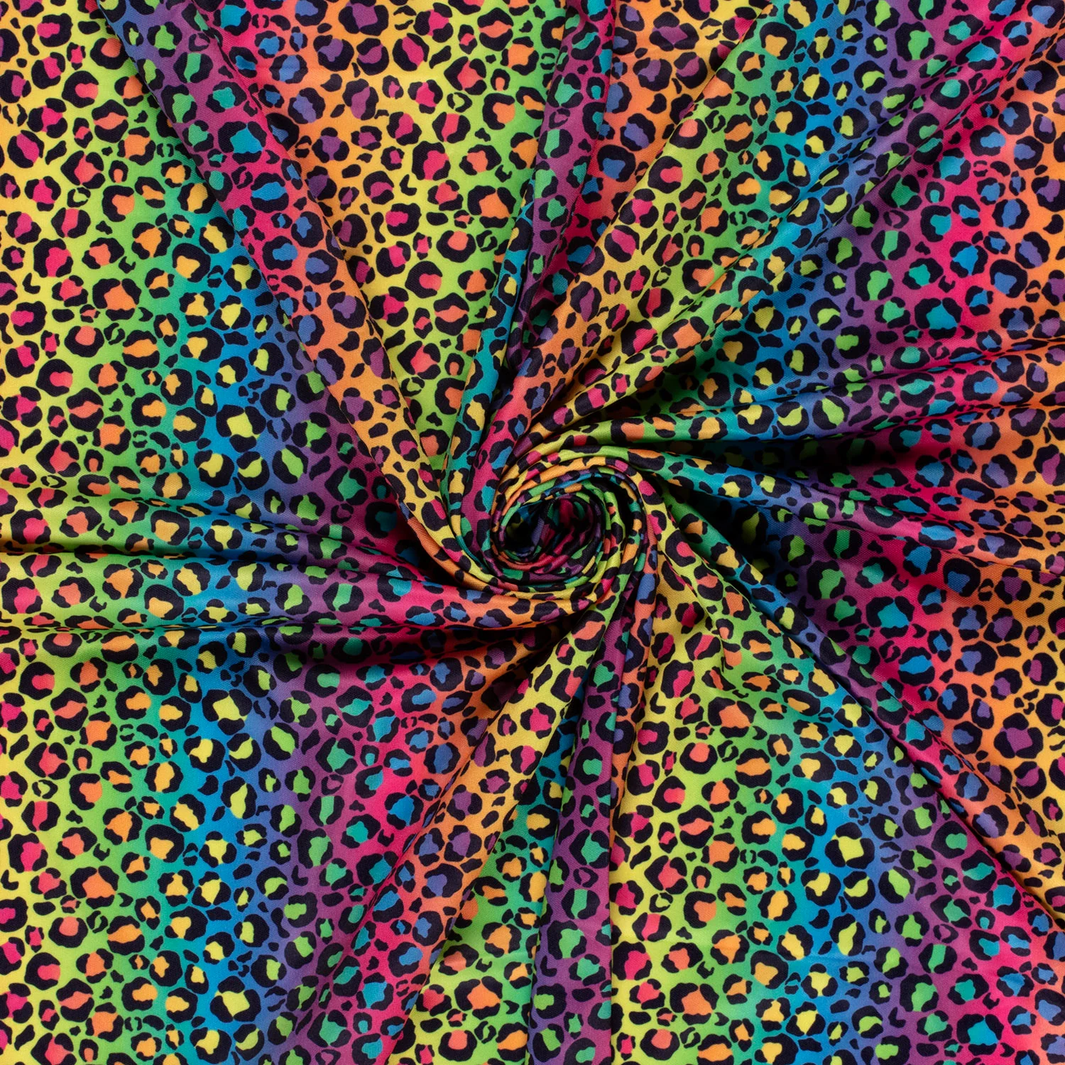 Multifärgat Leopardtyg Polyesterjersey