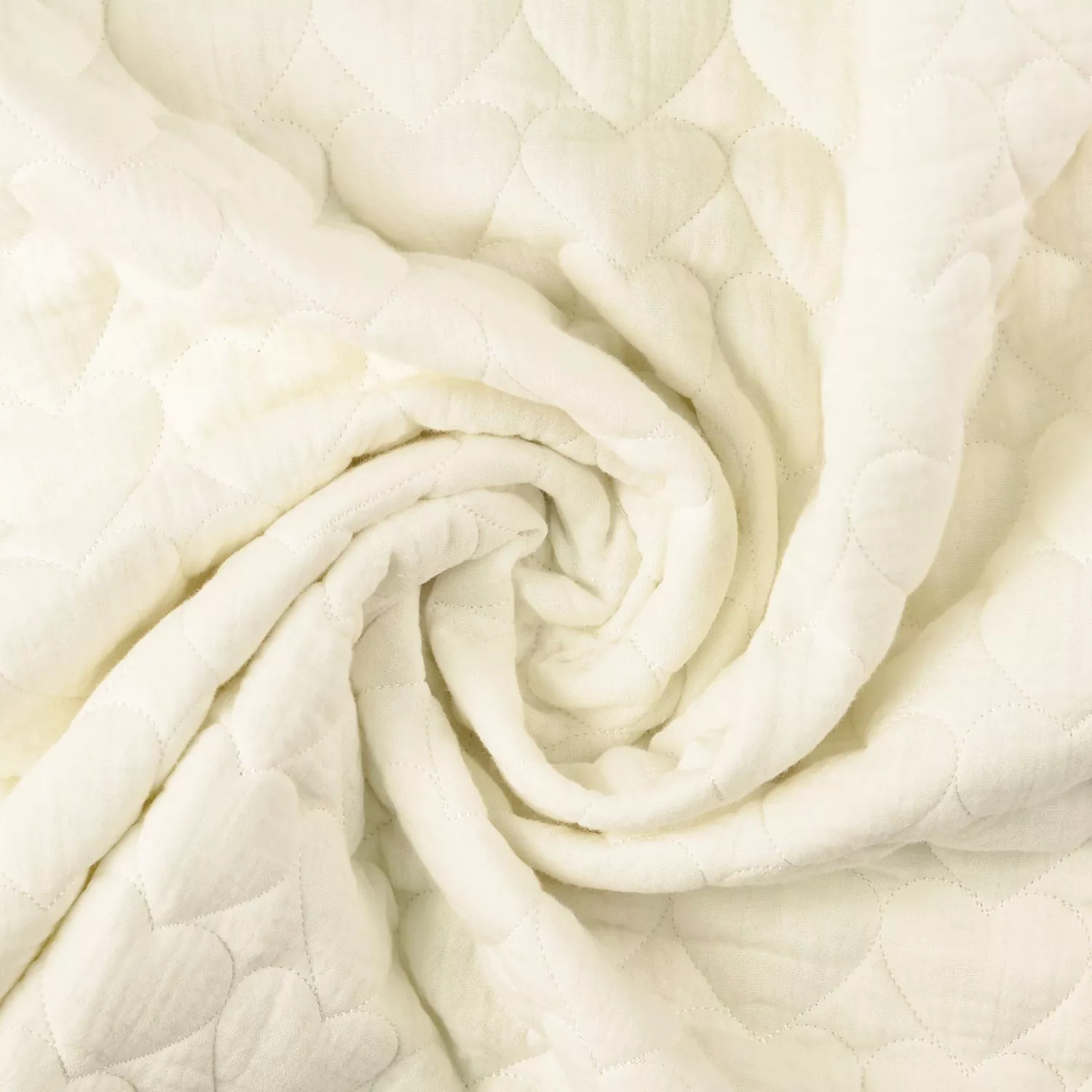 Broderad muslin hjärtan - Naturvit