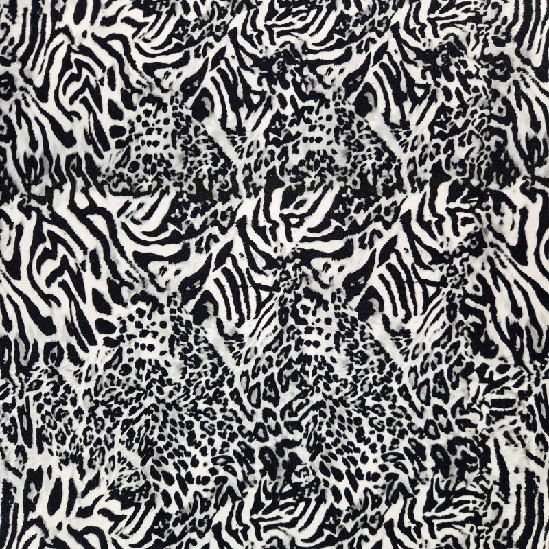 French terry flossad - Djurprint svart/vit