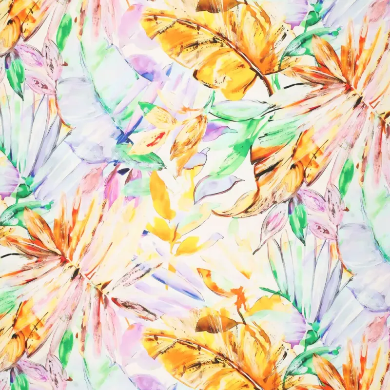 Cezanne, Viskossatin abstrakt blomtryck gult lila