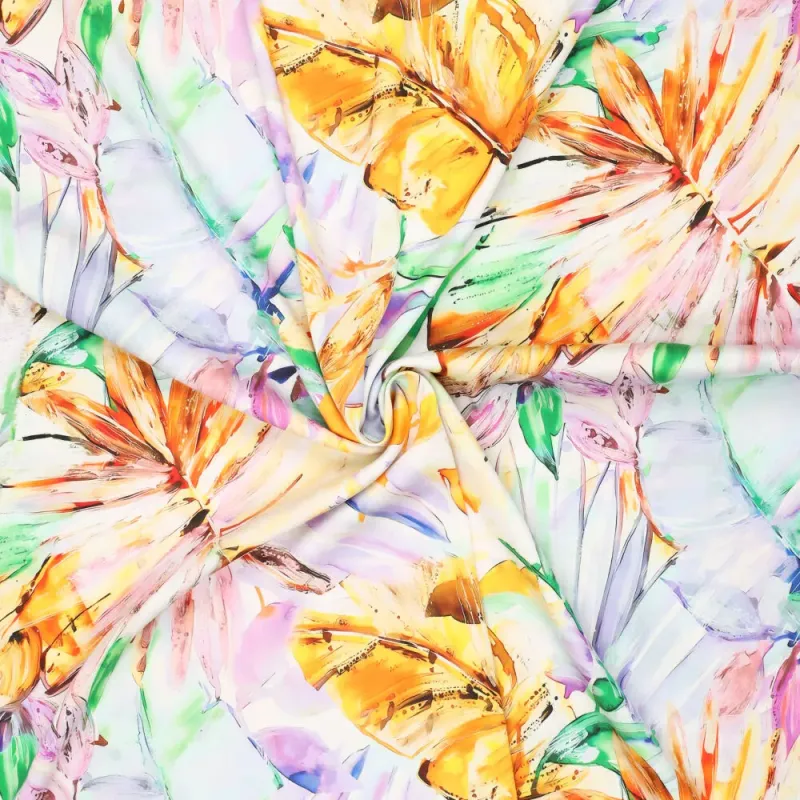 Cezanne, Viskossatin abstrakt blomtryck gult lila