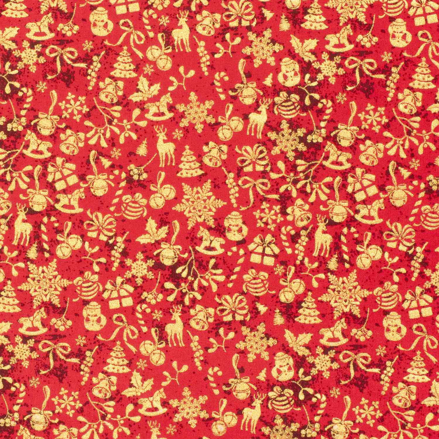 Folierad poplin Jul Ornament Röd botten