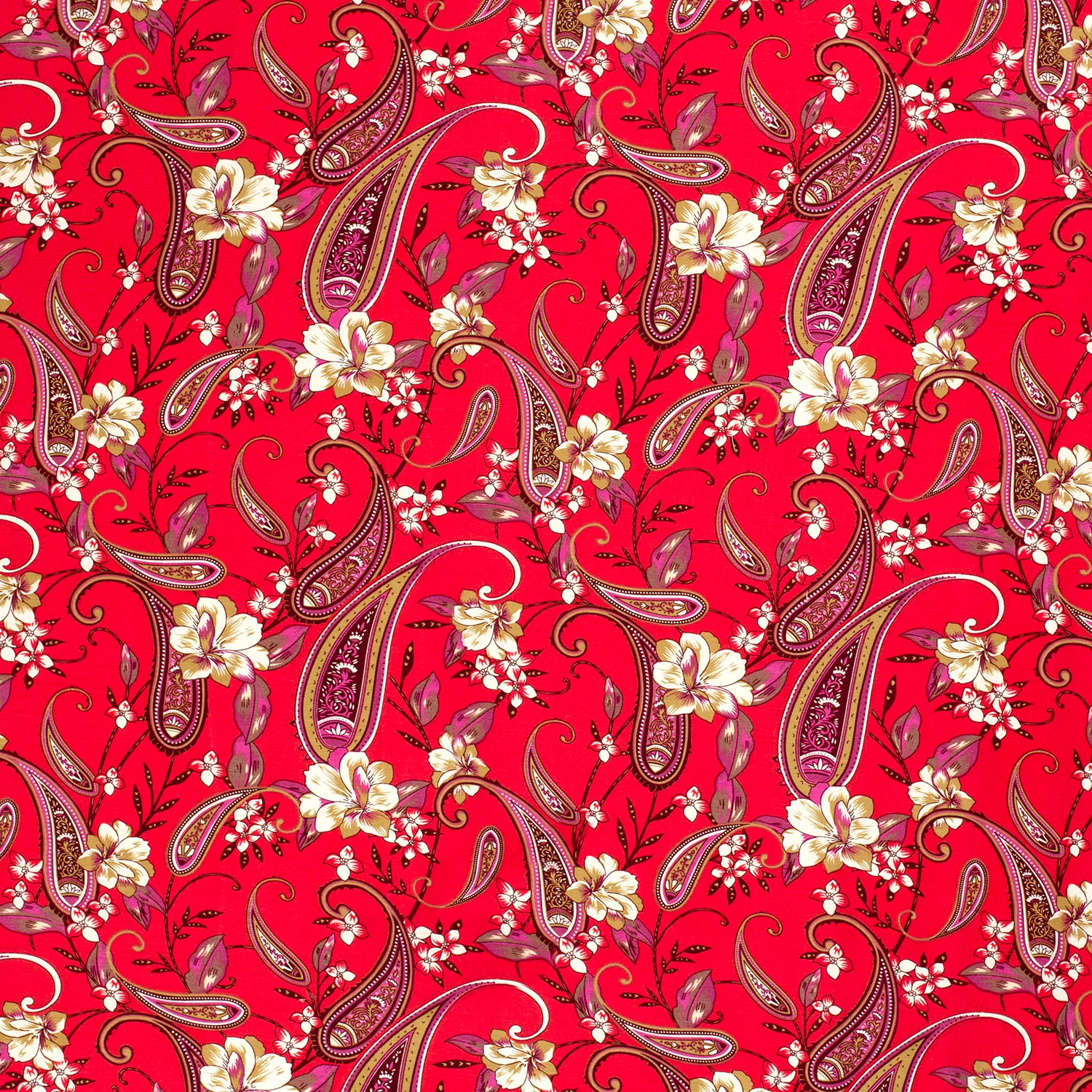 Mönstrad viskos Paisley Röd