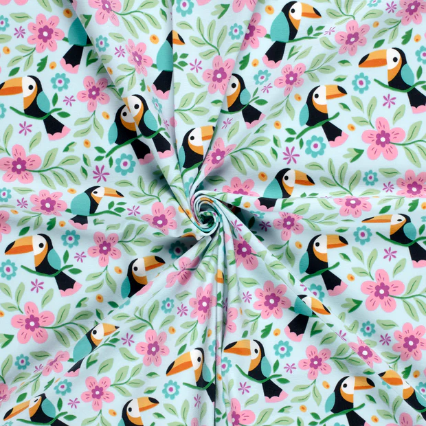 Färdigklippt 1m x 1,5m - Trikå Tucan Mint