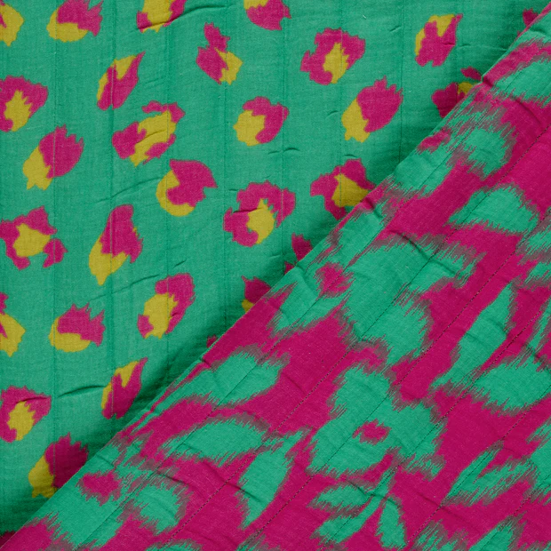 Quiltad muslin leopard, 130 cm, 385 g/m²