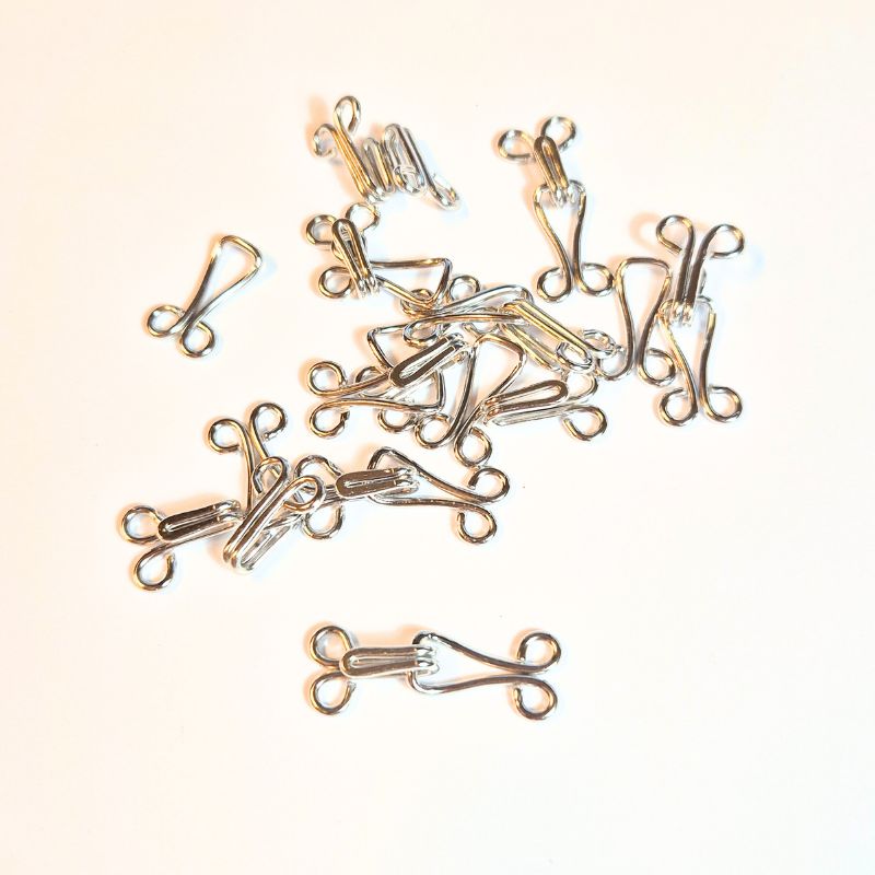 Prym häktor - nr 9, 32 mm, silverfärgade, 12 par