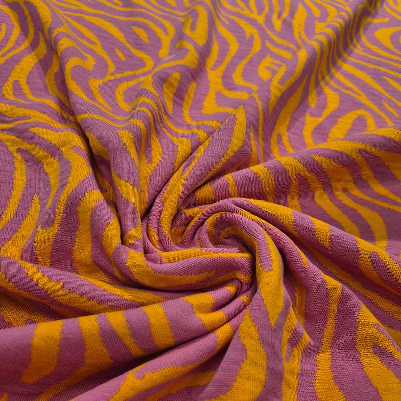 Jacquardtrikå Vågor – Albstoffe, dubbelsidig ekologisk bomull