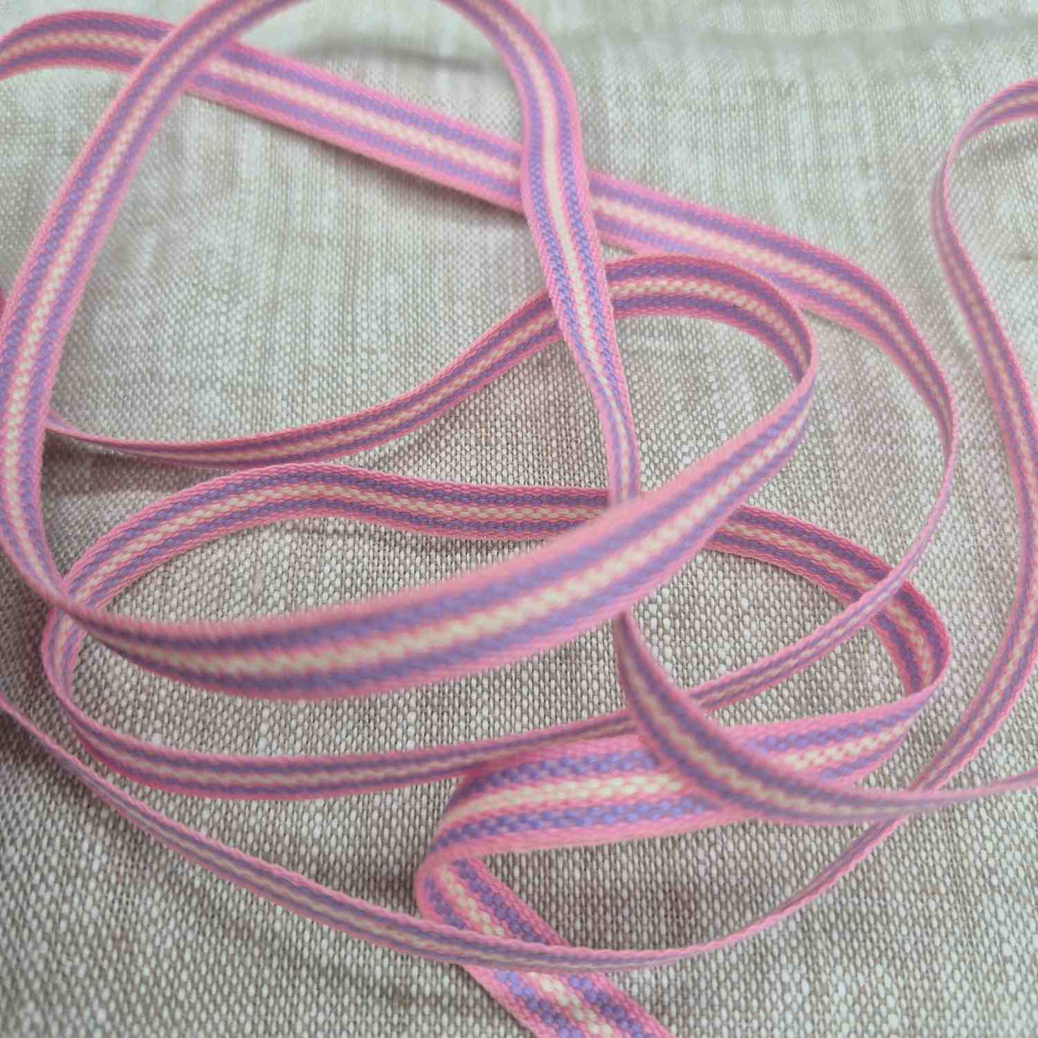Hemslöjdsband 7mm - Rosa/Lila/Vit