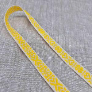 3m Hemslöjdsband 11mm - Gul/Oblekt