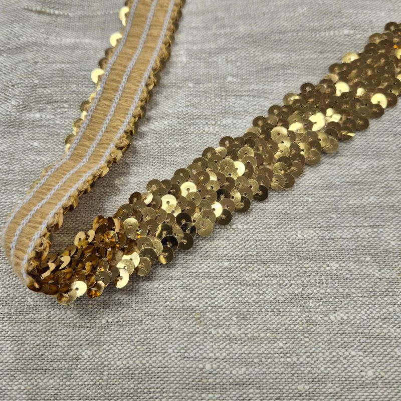 Elastiskt paljettband 30 mm, guld