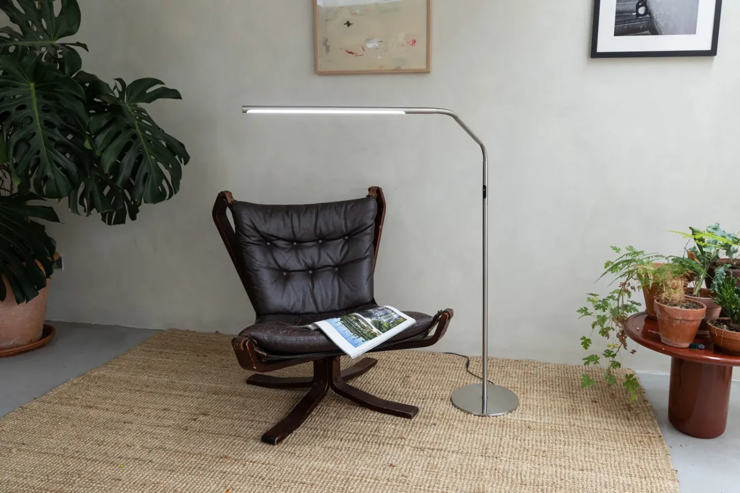 Slimline 4 Floor Lamp Brushed Steel