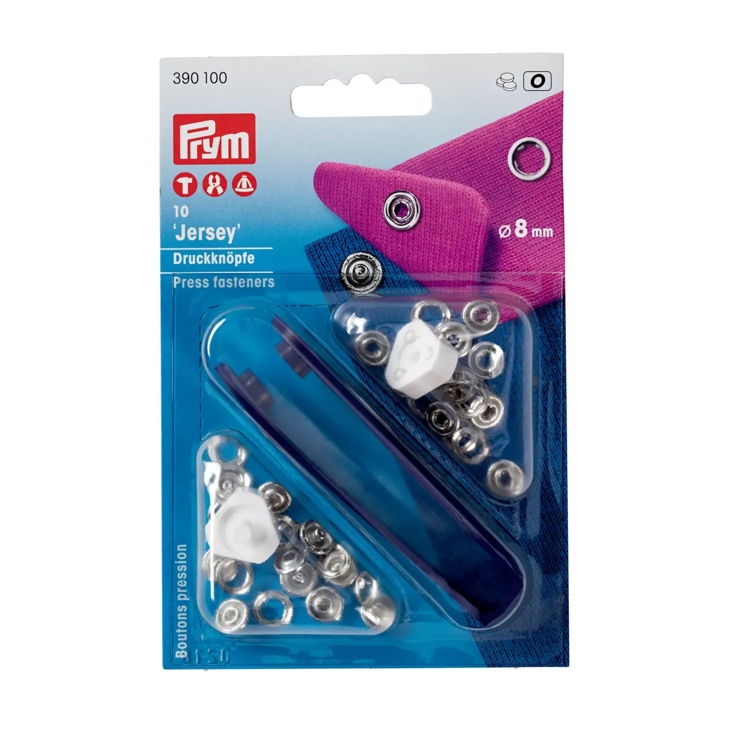 Tryckknapp Jersey 8 mm Silverring