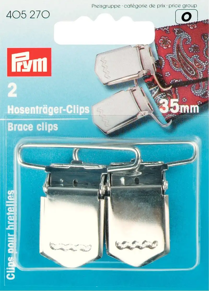 Prym hängsleclips - 35 mm silverfärgade, 2 st