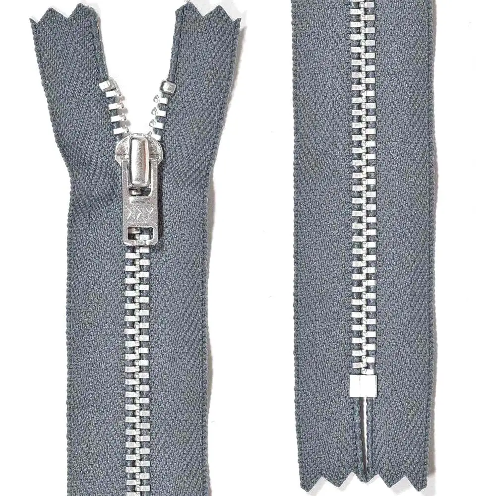 YKK byxlås, 4 mm silvermetall - mörkgrå