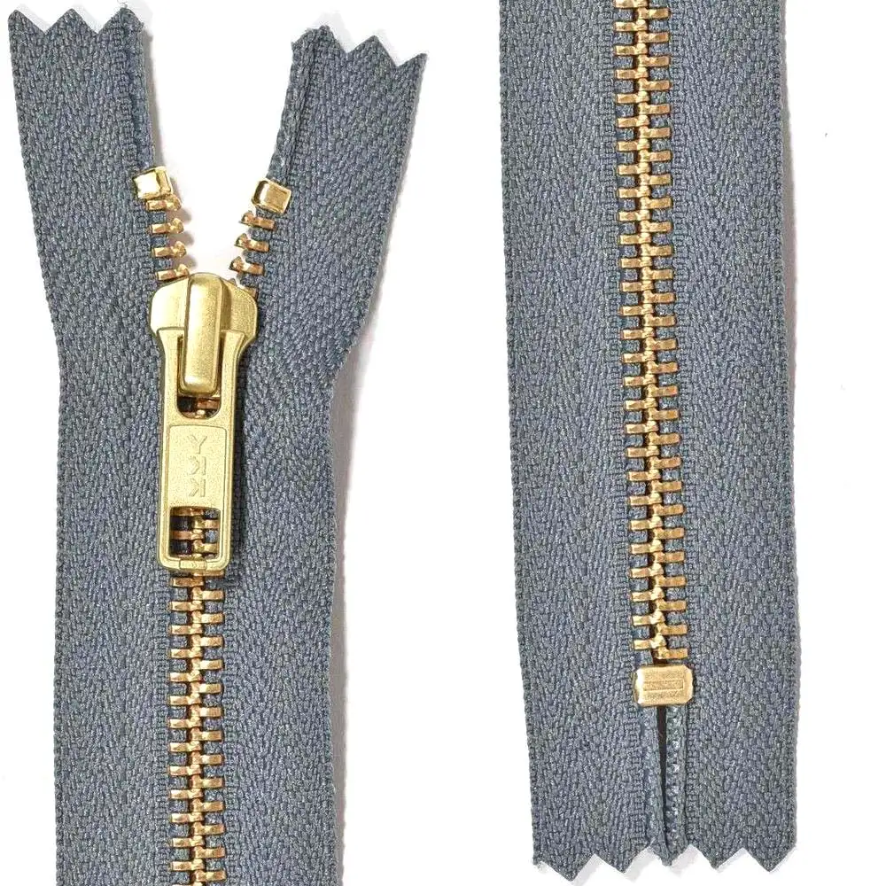 YKK jeanslås, 6 mm guldmetall - grå