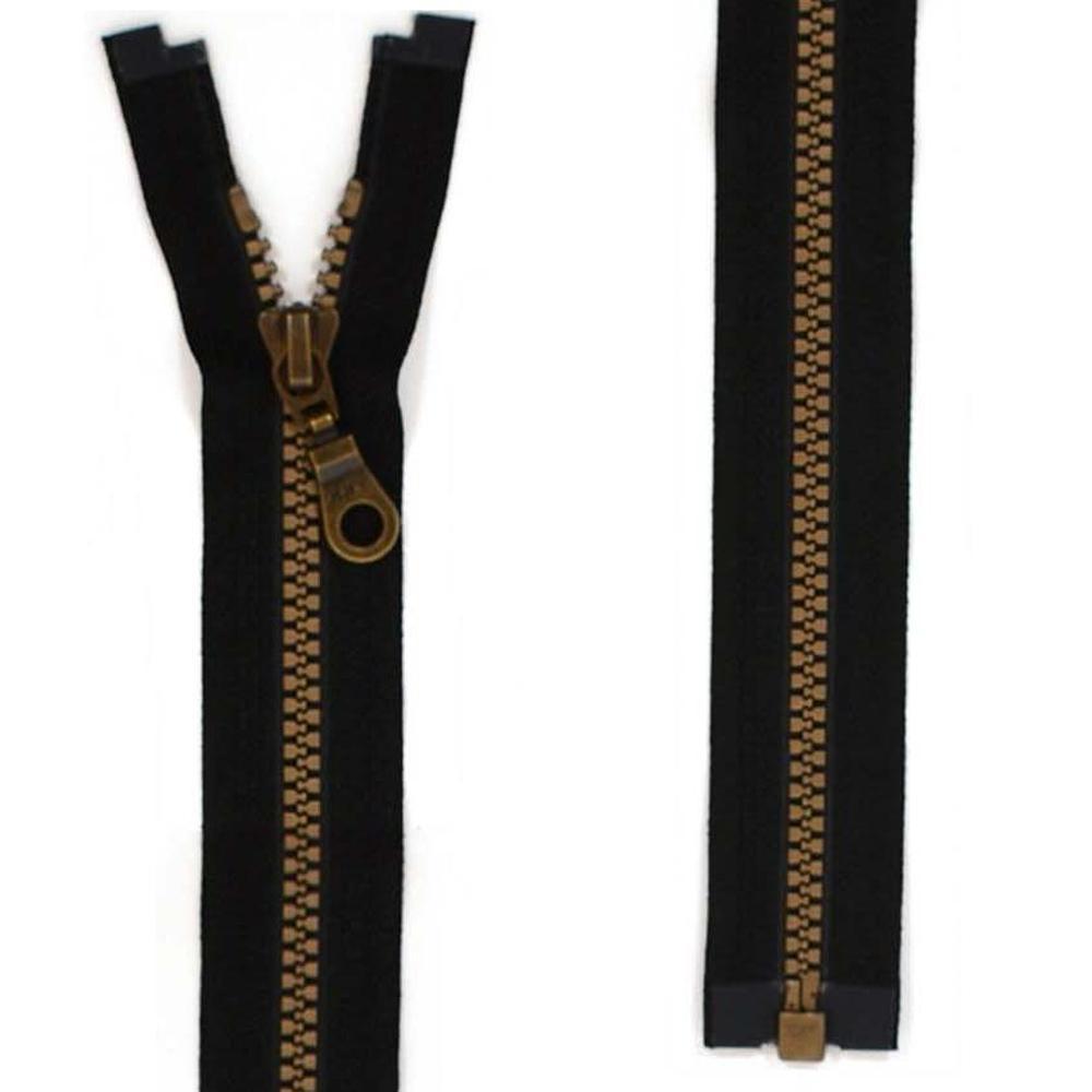 Jacklås delbar- 6 mm Vislon YKK - Svart Antikmässingslook