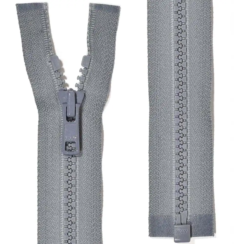 YKK delbart jacklås, 6 mm Vislon - grå