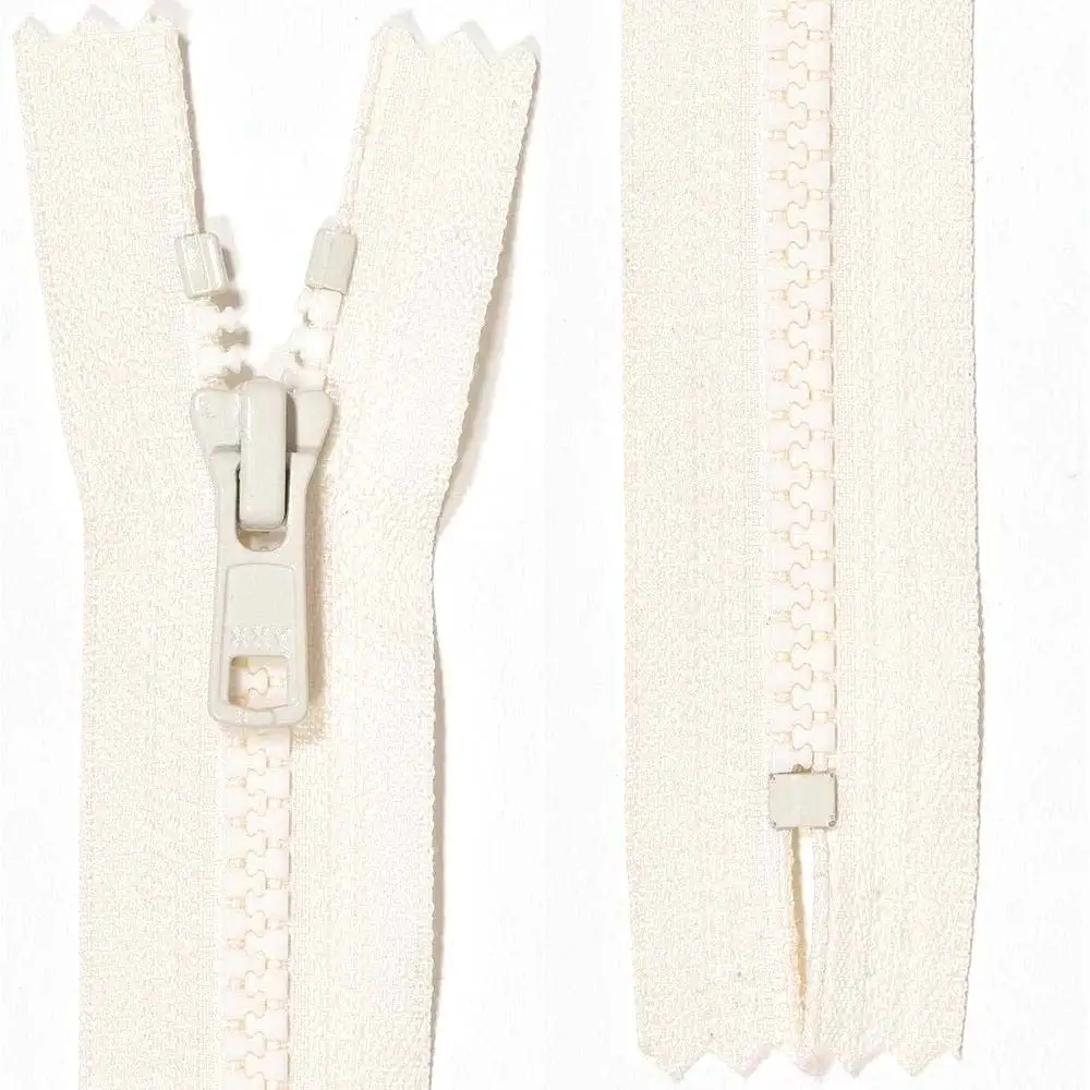 YKK ej delbart blixtlås, 6 mm Vislon - naturvit