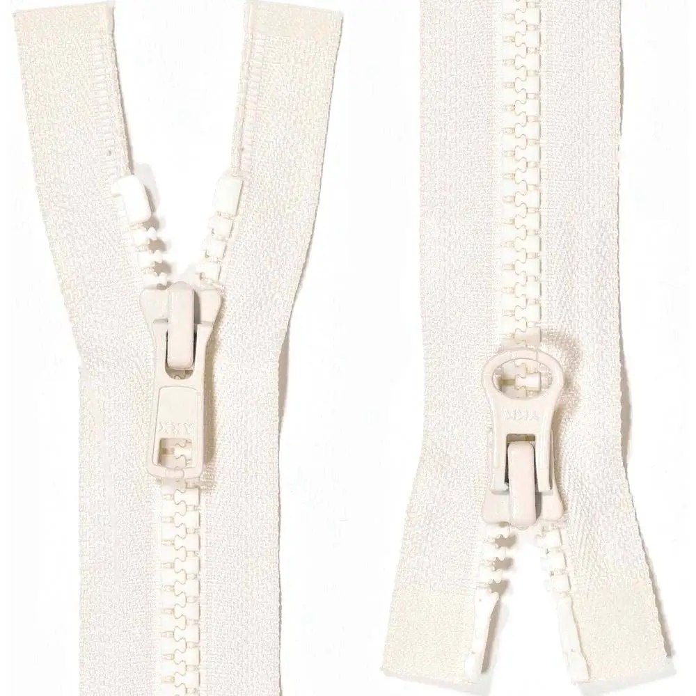 YKK 2-vägs delbart jacklås, 6 mm Vislon - naturvit