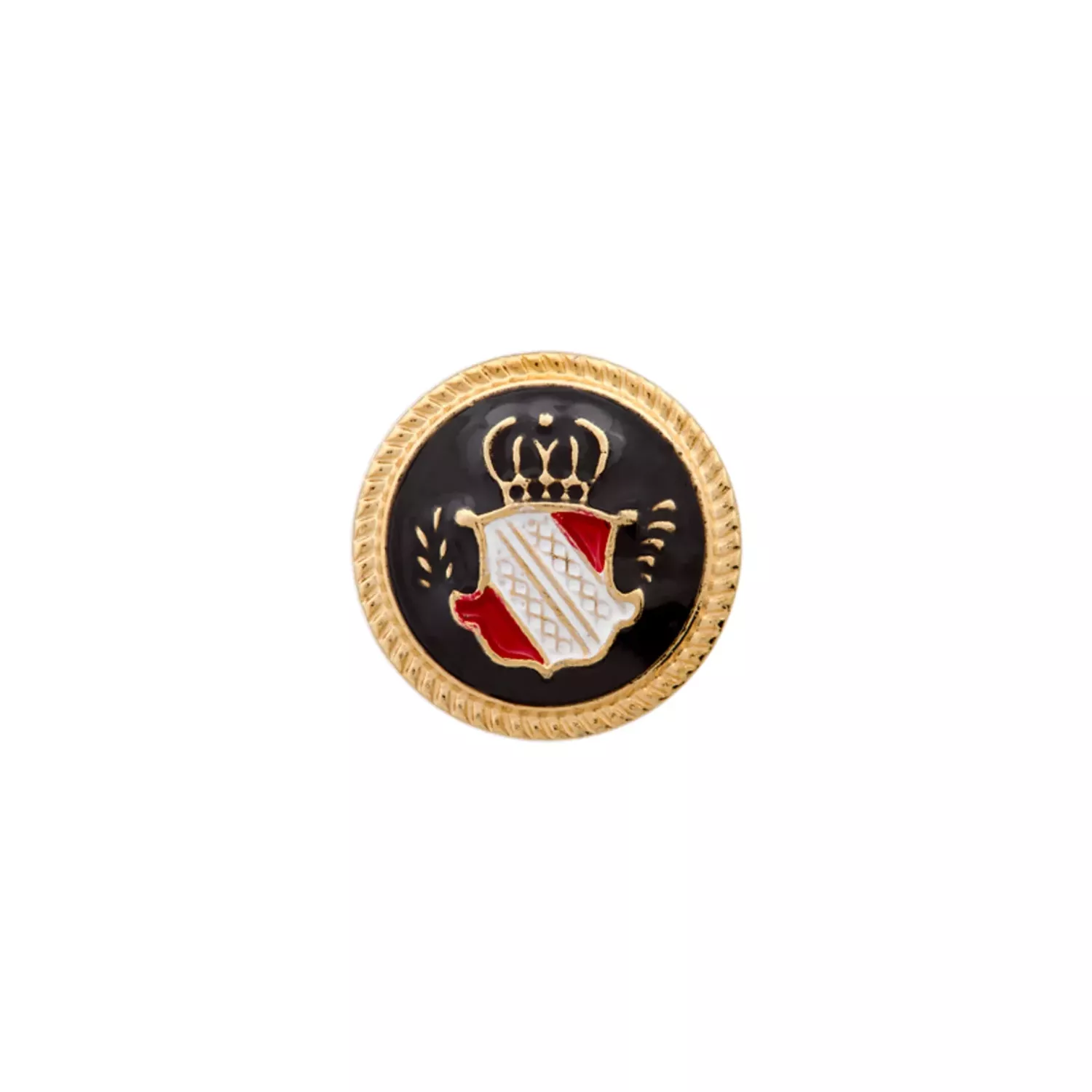 Knapp vapensköld med krona, guld/svart