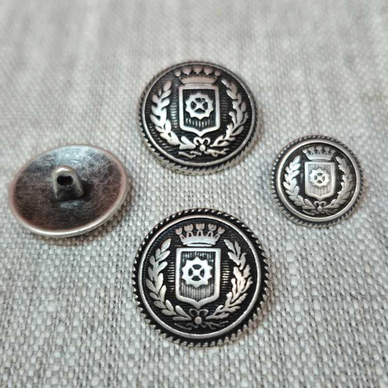 Metallknapp med hals - Mörk silver