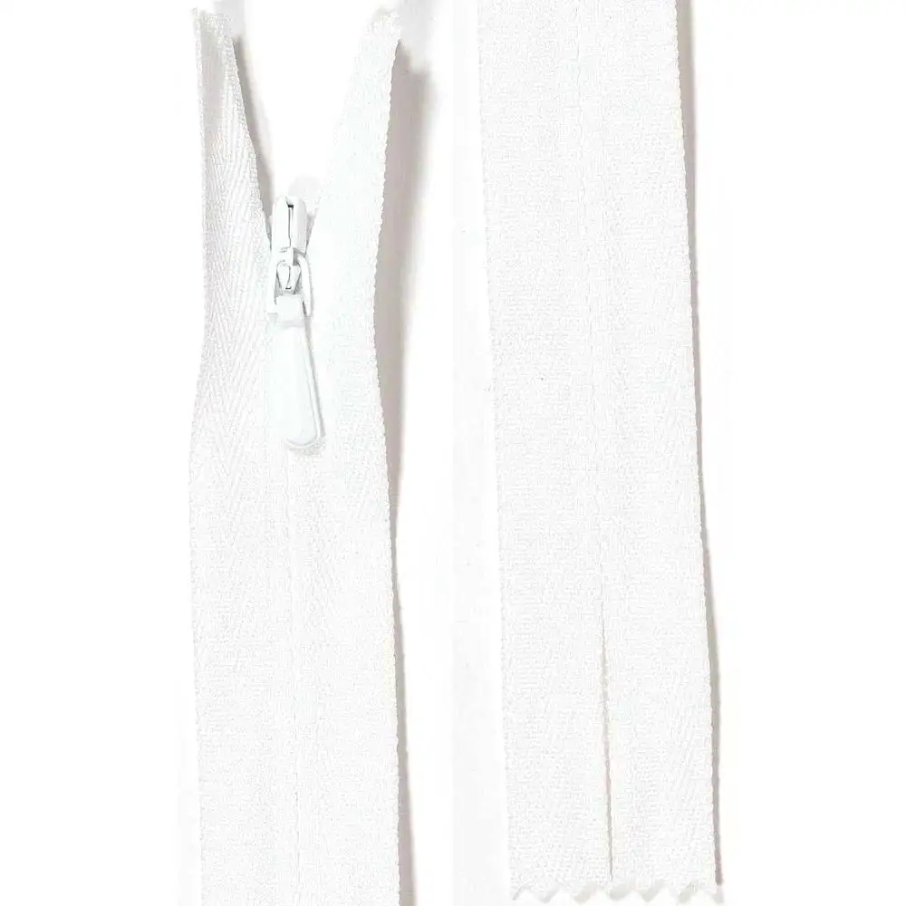 YKK osynligt blixtlås, 4 mm - vit