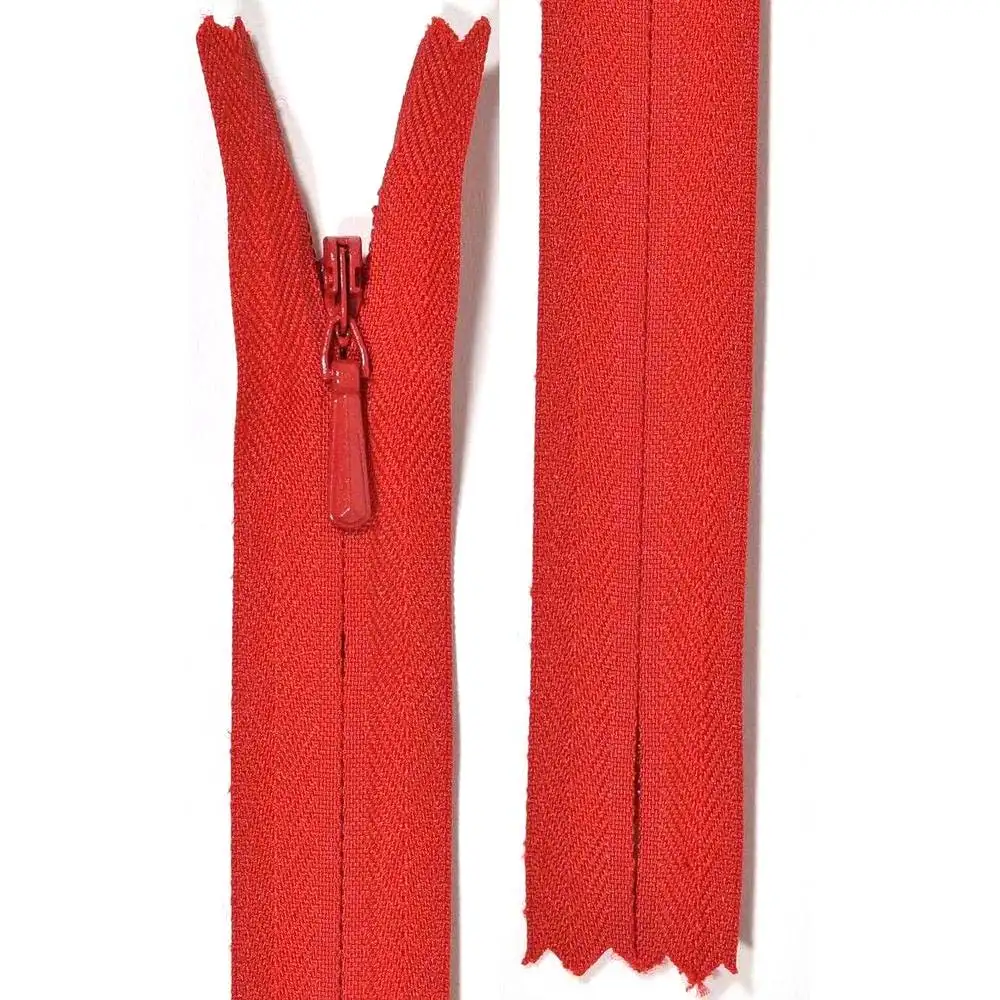 YKK osynligt blixtlås, 4 mm - röd