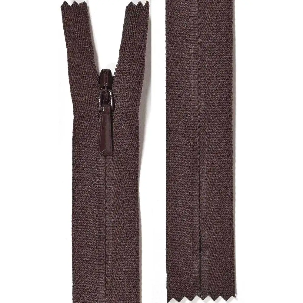 YKK osynligt blixtlås, 4 mm - brun