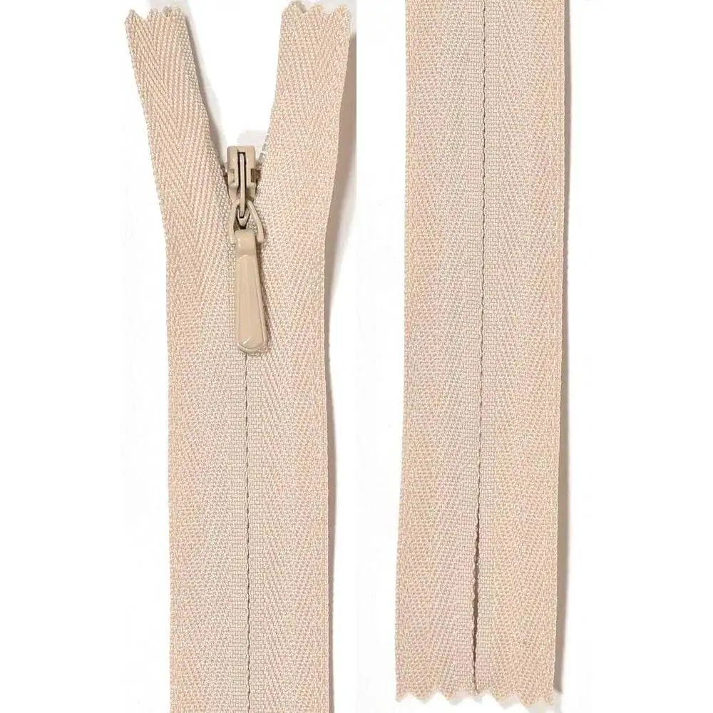 YKK osynligt blixtlås, 4 mm - ljusbeige